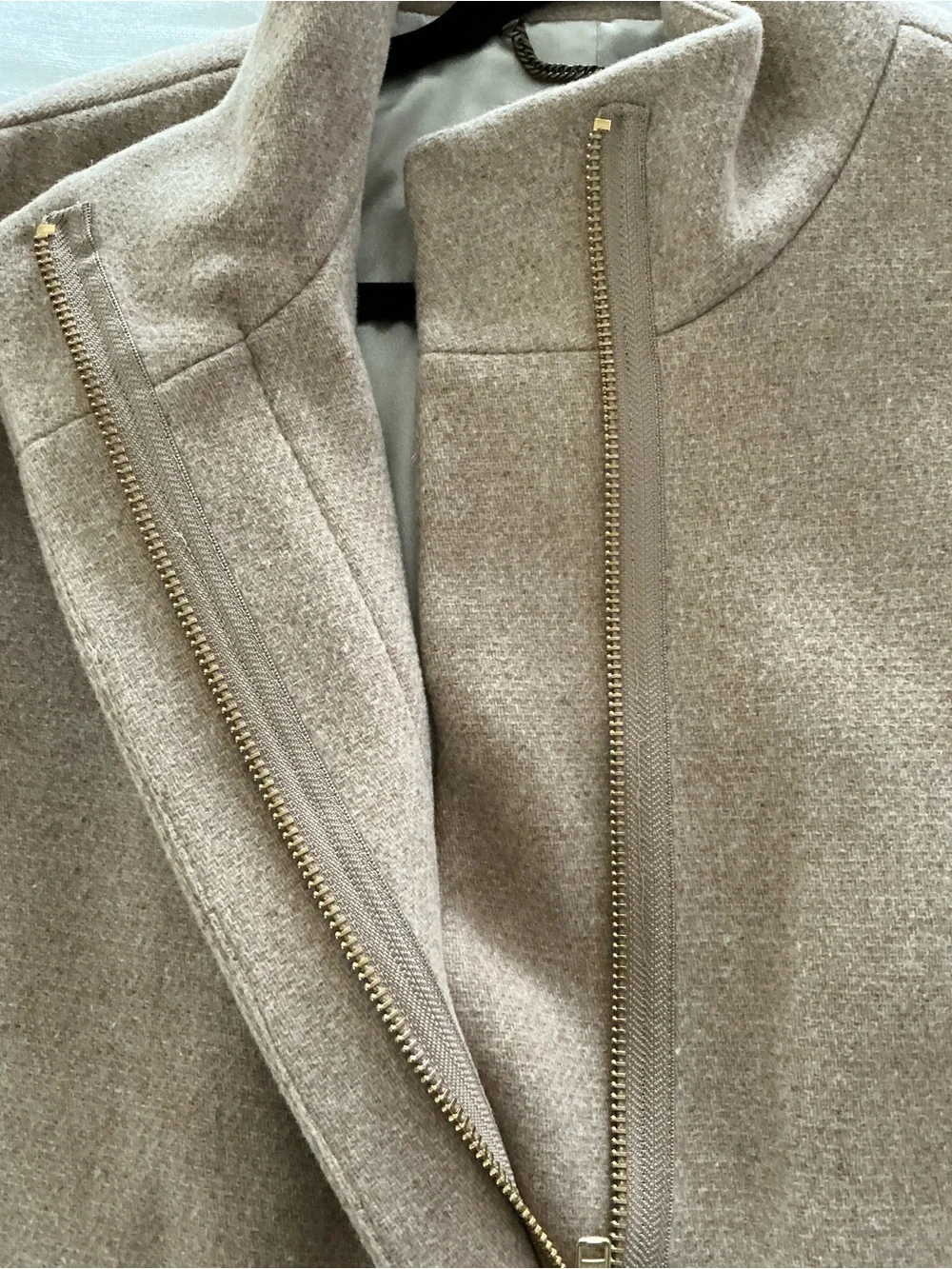 NWOT J. Crew stadium cloth Wool Blend Stand-Collar Coat in Camel size 14.